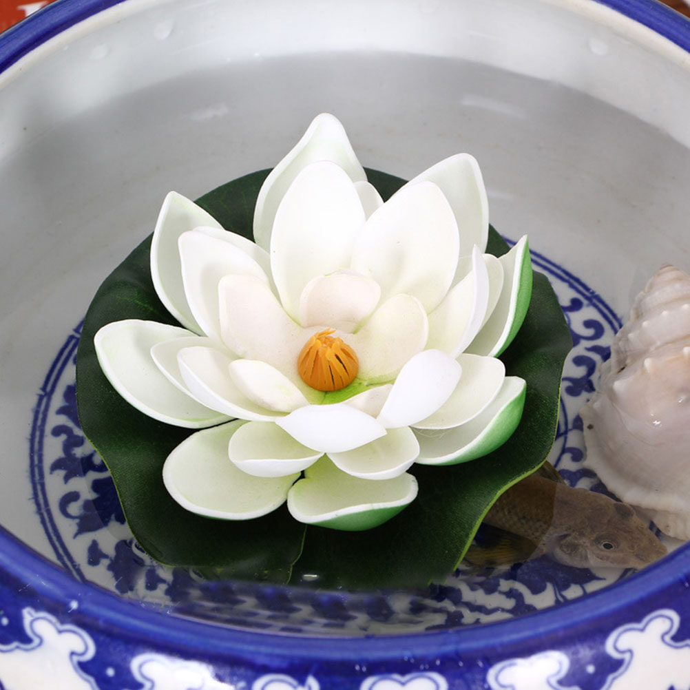 Aquarium Decor - 8 قطع من زهور اللوتس الاصطناعية