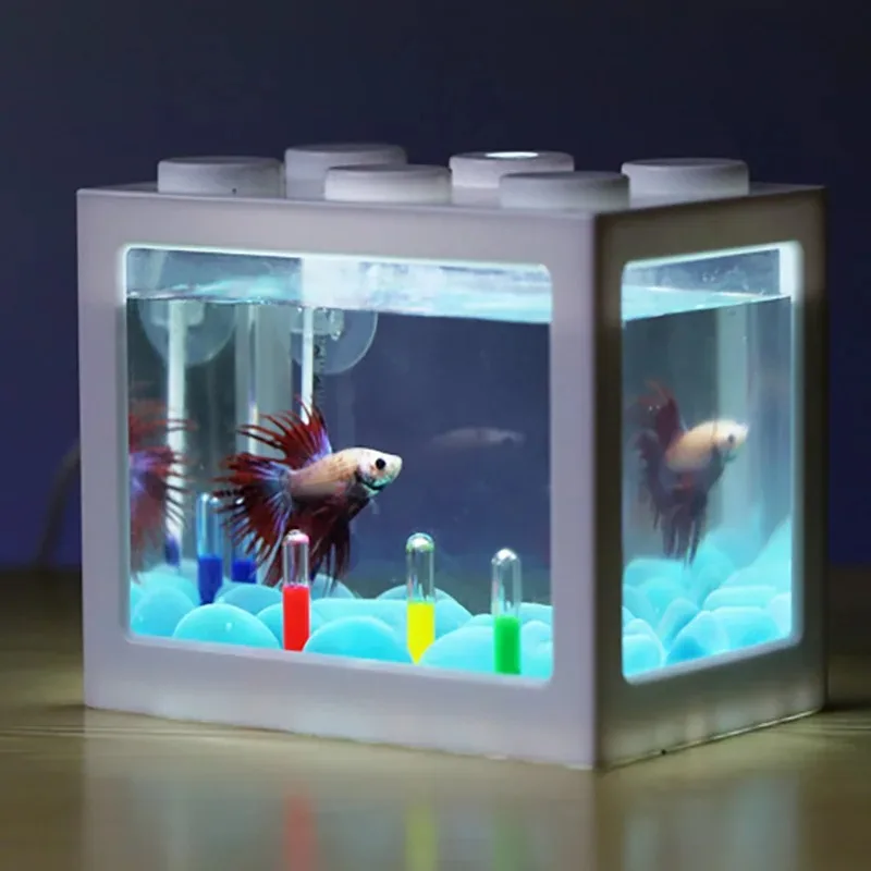 1L USB LED سطح المكتب حوض سمك  - مراجعة Aquarium Fish Betta وسعره